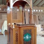 Mimbar Podium Khutbah Ukiran Kaligrafi Atap Kubah Masjid Agung Gunung Kidul