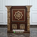 Podium Mimbar Ukiran Kaligrafi Pesanan DKM Masjid Surabaya Podium Masjid Ukir Jati Jepara