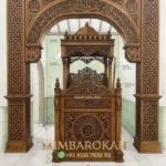 Desain Mimbar Jati Minimalis Ukuran Besar untuk Interior Masjid Agung