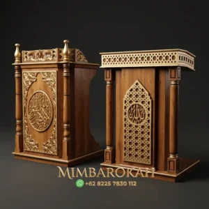 Mimbar Kayu Podium Minimalis Ukuran Sederhana