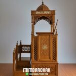 Mimbar Masjid Unik Kayu Jati Custom Logo