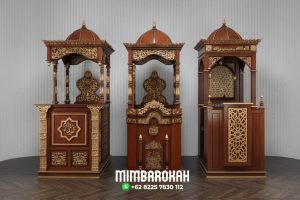 Jual Podium Mimbar Ukiran Mewah Pesanan Masjid Agung Palabuhanratu Mimbar Podium Ukiran Jepara Mimbar Masjid Kayu Jati Klasik Ukiran Kaligrafi