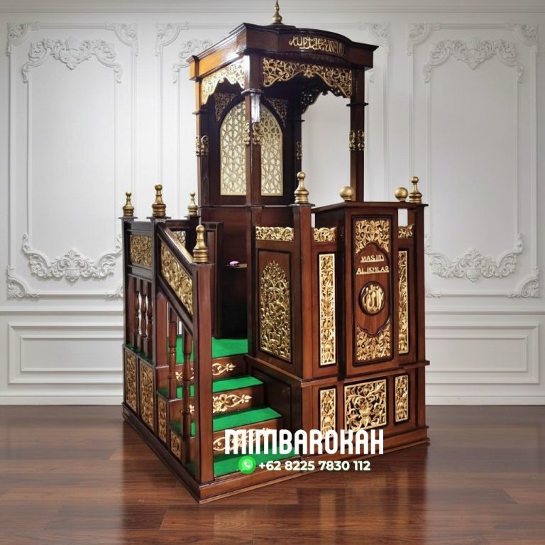 Keunggulan Podium Mimbar Masjid Atap Kubah Model Banyuwangi Mimbar Podium Khutbah Ukiran Kaligrafi Atap Kubah Masjid Agung Sragen