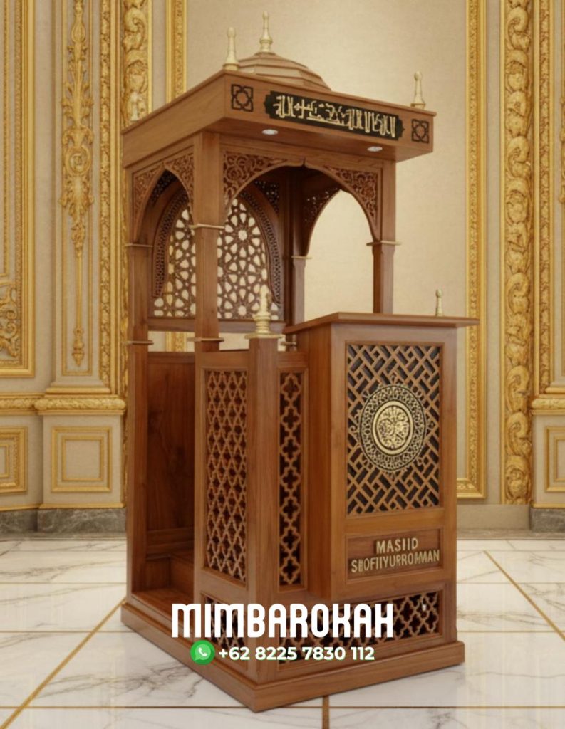 Podium Mimbar Masjid Ukiran Kaligrafi Atap Kubah Masjid Agung Bandung