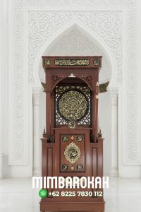 Podium Mimbar Masjid Ukiran Kaligrafi Atap Kubah