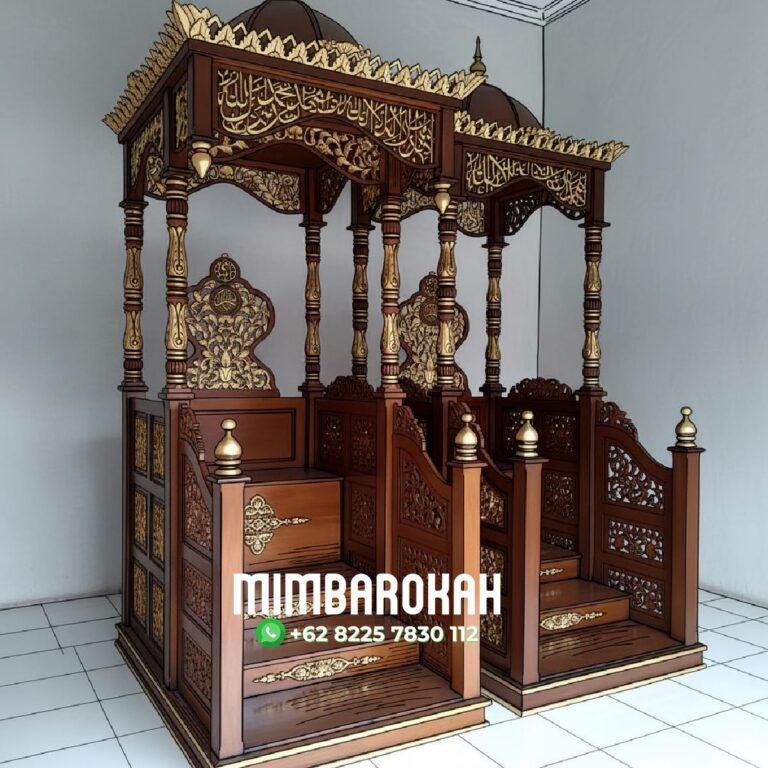 Jual Mimbar Podium Khutbah Ukiran Kaligrafi Atap Kubah Masjid Agung Sampang Kualitas