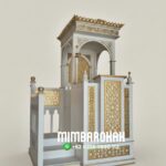 Mimbar Podium Khutbah Ukiran Kaligrafi Atap Kubah Masjid Agung Mojokerto