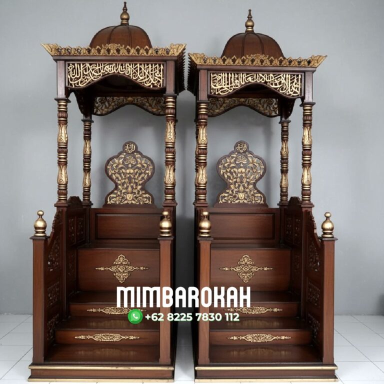 Jual Mimbar Kayu Kaligrafi Arabic Pesanan DKM Masjid Agung Magelang