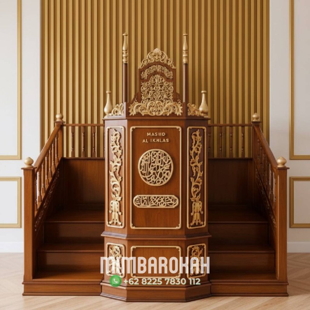 Mimbar Masjid Mewah Ukiran Mewah Podium Mimbar Ukiran Mewah Pesanan Masjid Agung Palabuhanratu Furniture Mimbar Masjid Mewah 2 Tangga Ukir Jepara