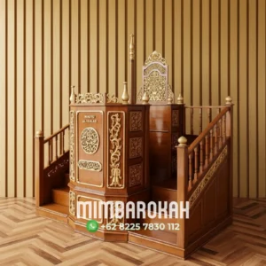 Mimbar Khutbah Ukuran Besar Atap Kubah Kayu Jati