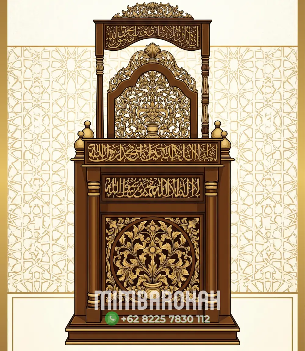 Bentuk Mimbar Kayu Podium Minimalis Masjid Di Pekalongan
